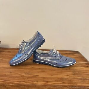 Bonavi Comfort Blue Platinum Oxford light weight iridescent EUC shoes breathable